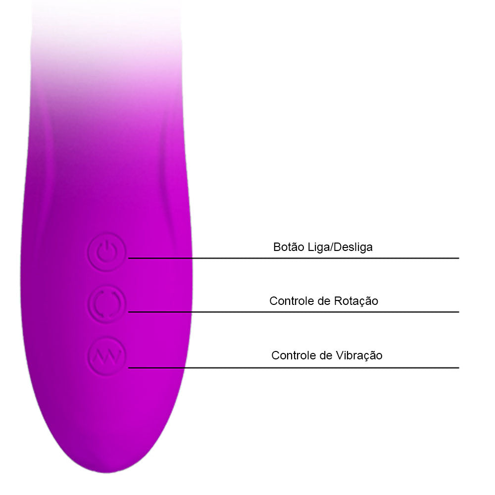 Vibrador Vai e Vem Ward com Estimulador Clitoriano 25,5 cm x 3,2 cm - Coleção Pretty Love