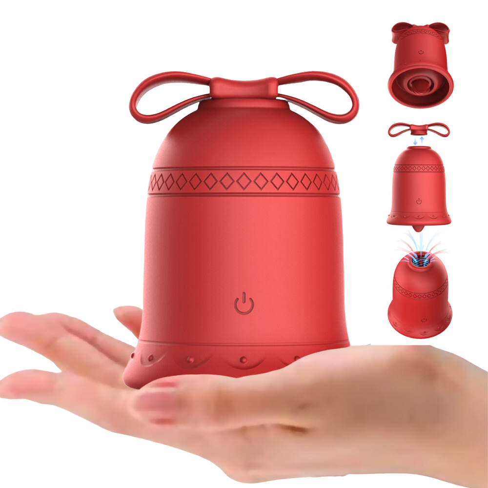 Estimulador clitoriano duplo em formato de sino -Vermelho
