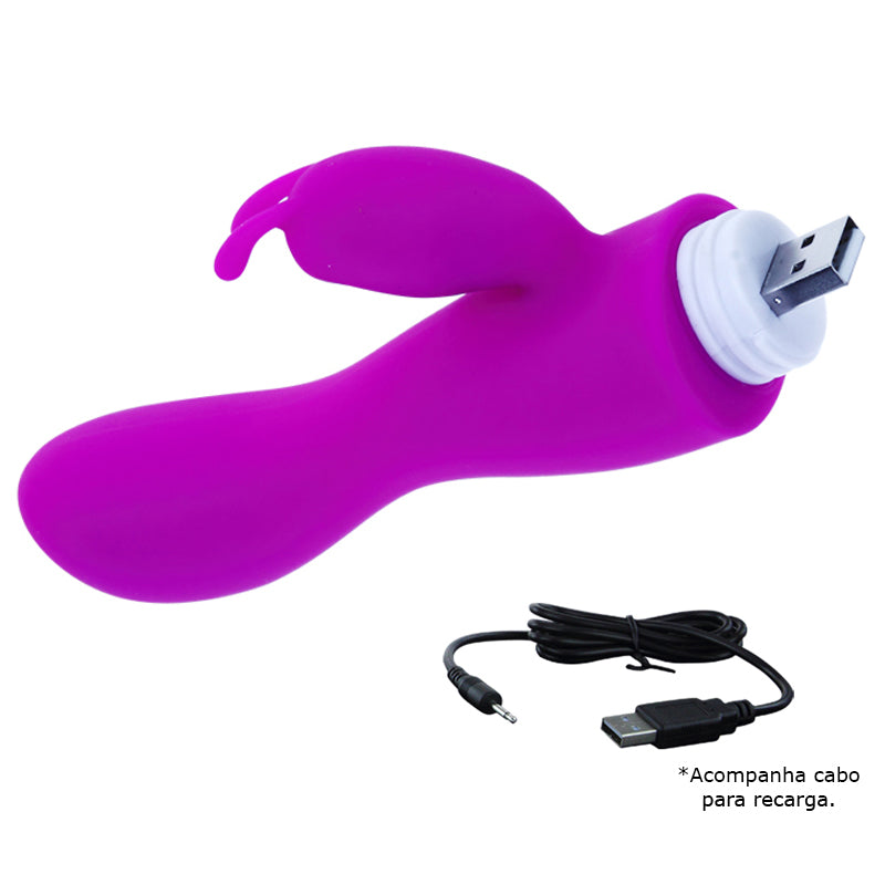 Mini Vibrador Recarregável Kyle com Estimulador Clitoriano 15 cm x 3 cm - Coleção Pretty Love