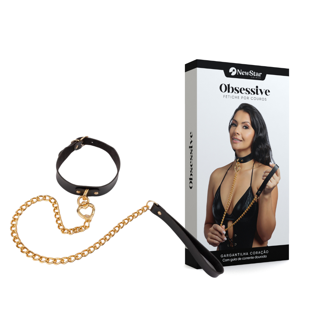 Gargantilha Coração Gold com Guia Corrente