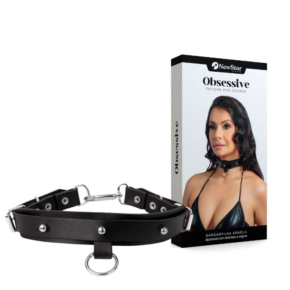 Gargantilha de Luxo com Argola Detalhes Cromados