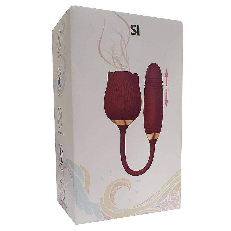 Vibrador de Ponto G e Clitóris com Vai e vem Formato de Rosa