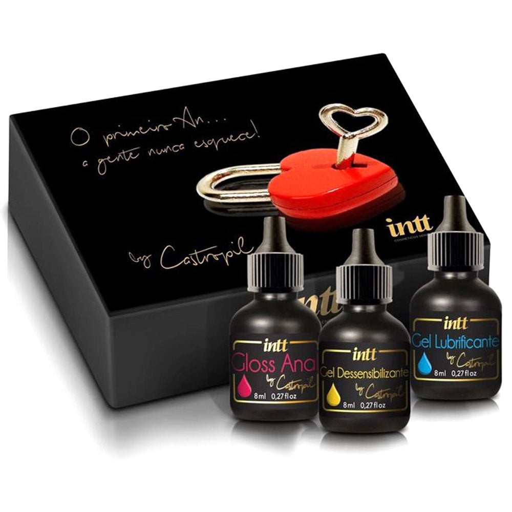 Kit Meu Primeiro Anal Intt com Gel para Sexo Anal, Gloss Anal e Lubrificante