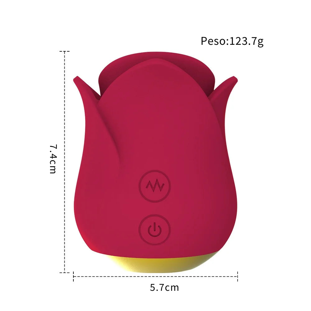 Estimulador clitoriano em formato de flor com língua vibratória