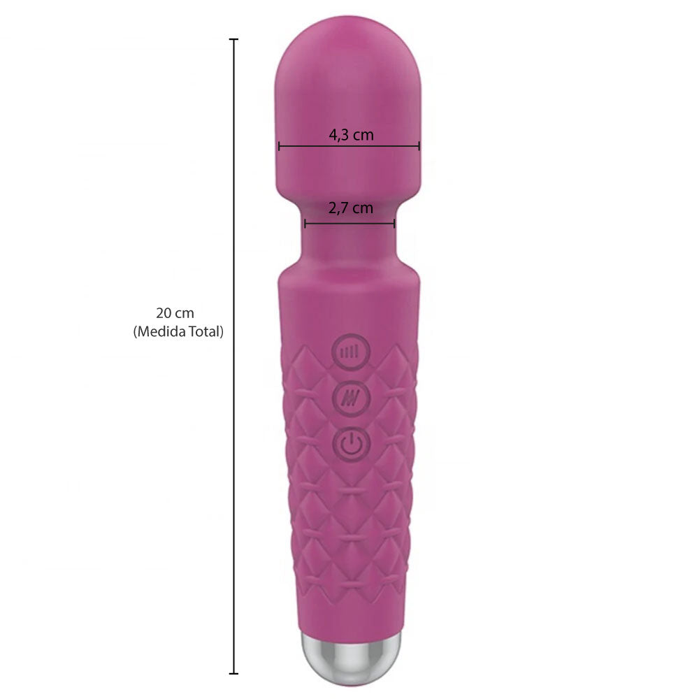 Mini Varinha Mágica Toque Aveludado 20 Vibrações Recarregável