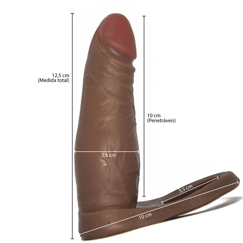 Anel Companheiro Bege- Médio com Vibro Bullet 14 cm x 2,5 cm