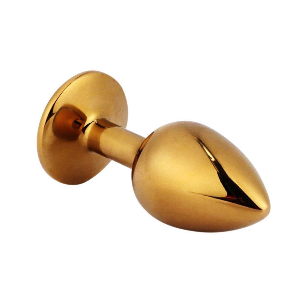 Plug Anal em Aço Inoxidável Dourado com Joia Sortida