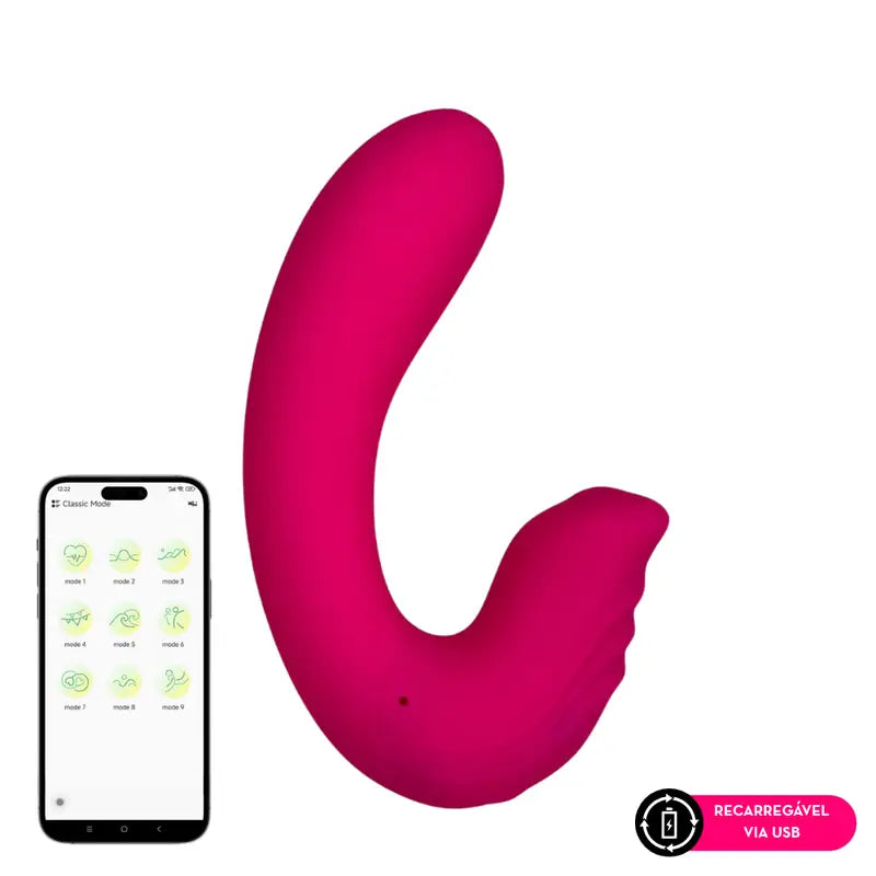 Vibrador com estimulador clitoriano por aplicativo