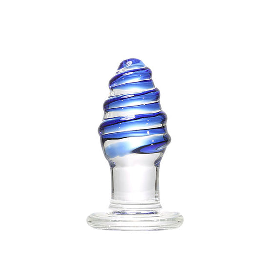 Plug Anal de Vidro Parafuso Cônico Texturizado