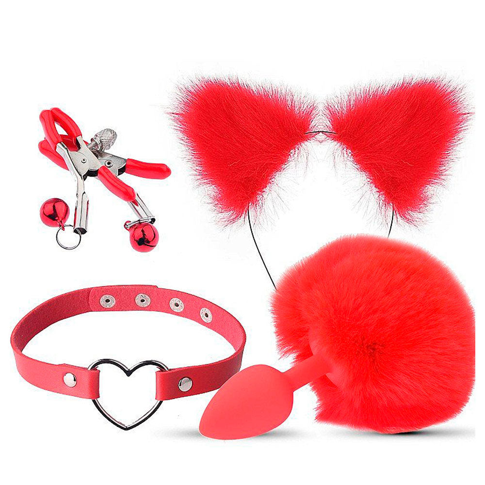 Kit Sado - Plug Coelhinho e Tiara de Orelhas - 4 Acessórios