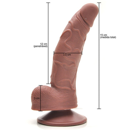 Pênis Real Peter Curvo com Vibrador e Ventosa 15 cm x 3,5 cm