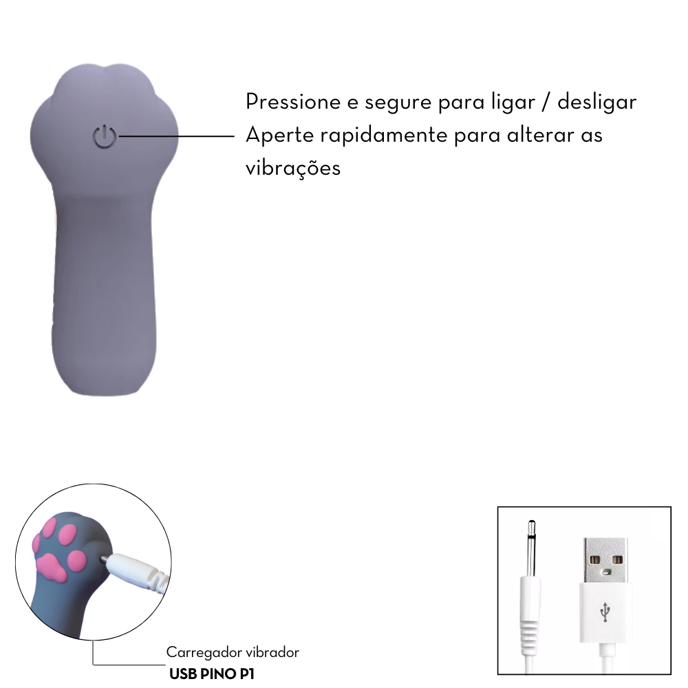 Dedeira Vibratória em Formato de Patinha de Gato