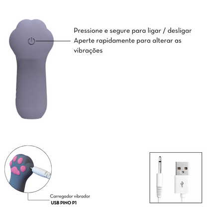 Dedeira Vibratória em Formato de Patinha de Gato