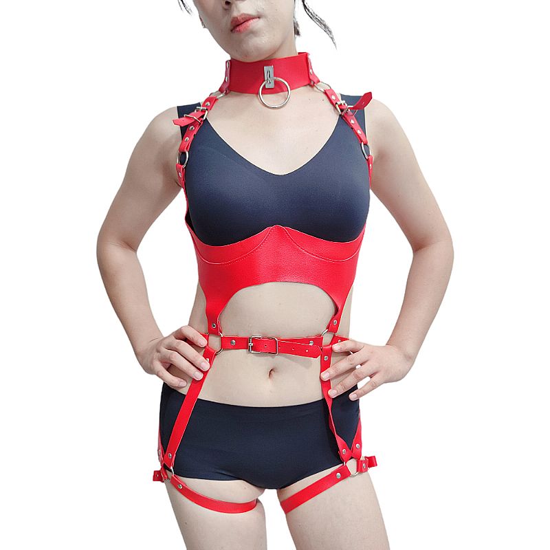 Harness Corporal em Couro com Cinta Liga 3