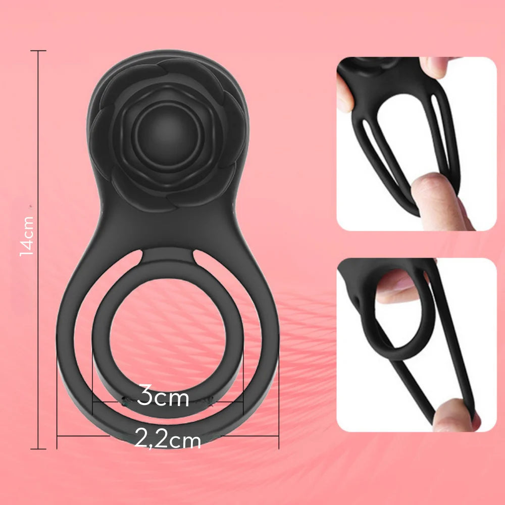 Anel peniano duplo com rosa estimuladora