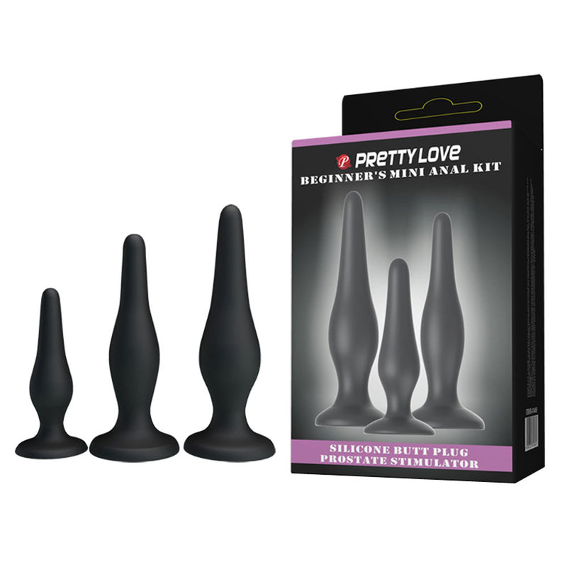 Kit Plug Anal Iniciante 3 Tamanhos Diferentes - Pretty Love