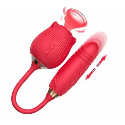 Vibrador de Ponto G e Clitóris com Vai e vem Formato de Rosa
