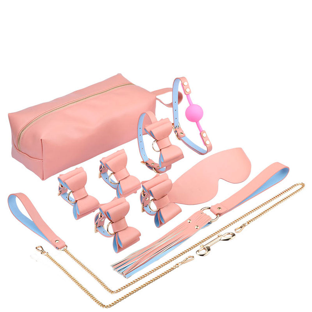 Kit Sado Bondage Premium com Detalhes em Laço Borboleta Rosa