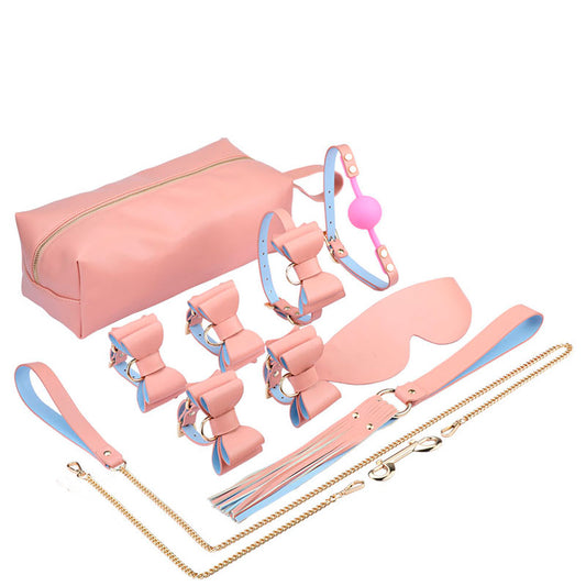 Kit Sado Bondage Premium com Detalhes em Laço Borboleta Rosa