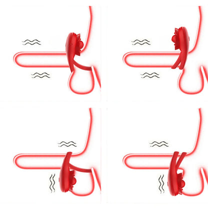 Anel peniano duplo com rosa estimuladora