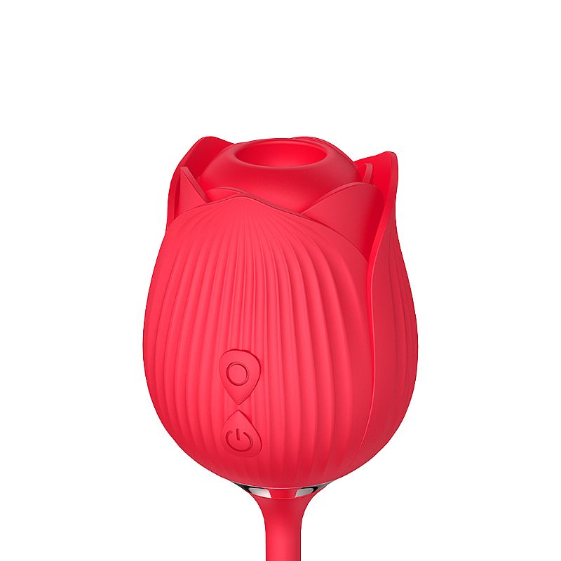 Vibrador de Ponto G e Clitóris com Vai e vem Formato de Rosa