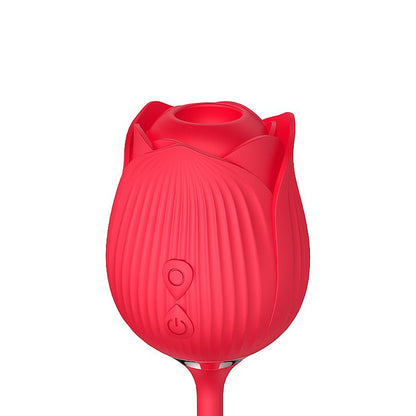 Vibrador de Ponto G e Clitóris com Vai e vem Formato de Rosa