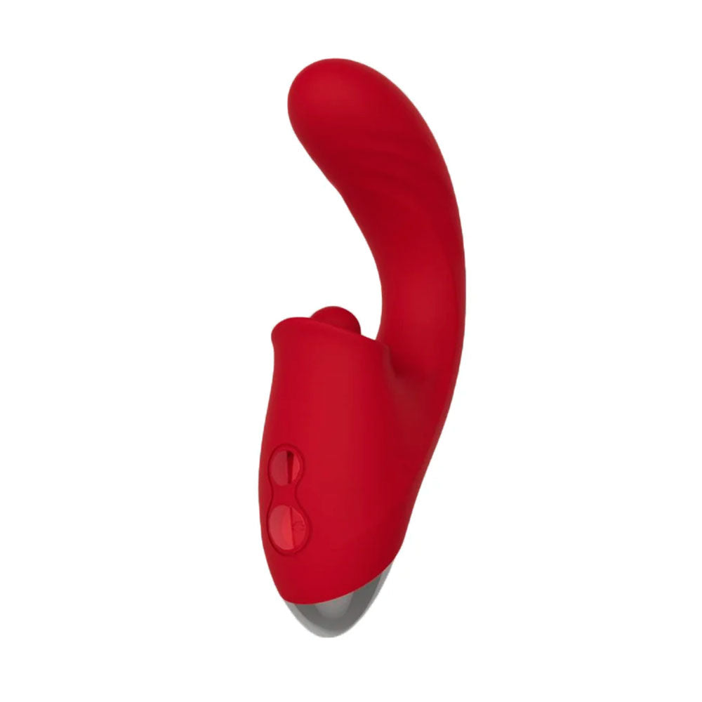 Vibrador Duplo Estimulador de Ponto G e Pulsação de Clitóris - Vinho
