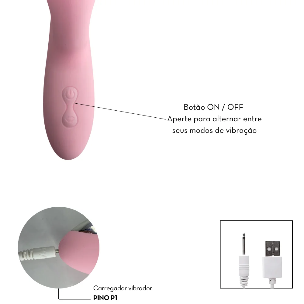 Vibrador ponto G com estimulador clitoriano de pulsação