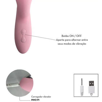 Vibrador ponto G com estimulador clitoriano de pulsação