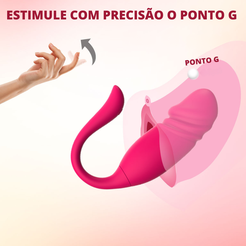 Vibrador de casal vai e vem em formato de glande por aplicativo