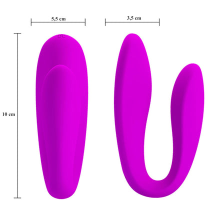 Vibrador Para Casal com 12 Modos de Vibração e Controle Wireless 10 x 5,5 cm - Pretty Love Letitia