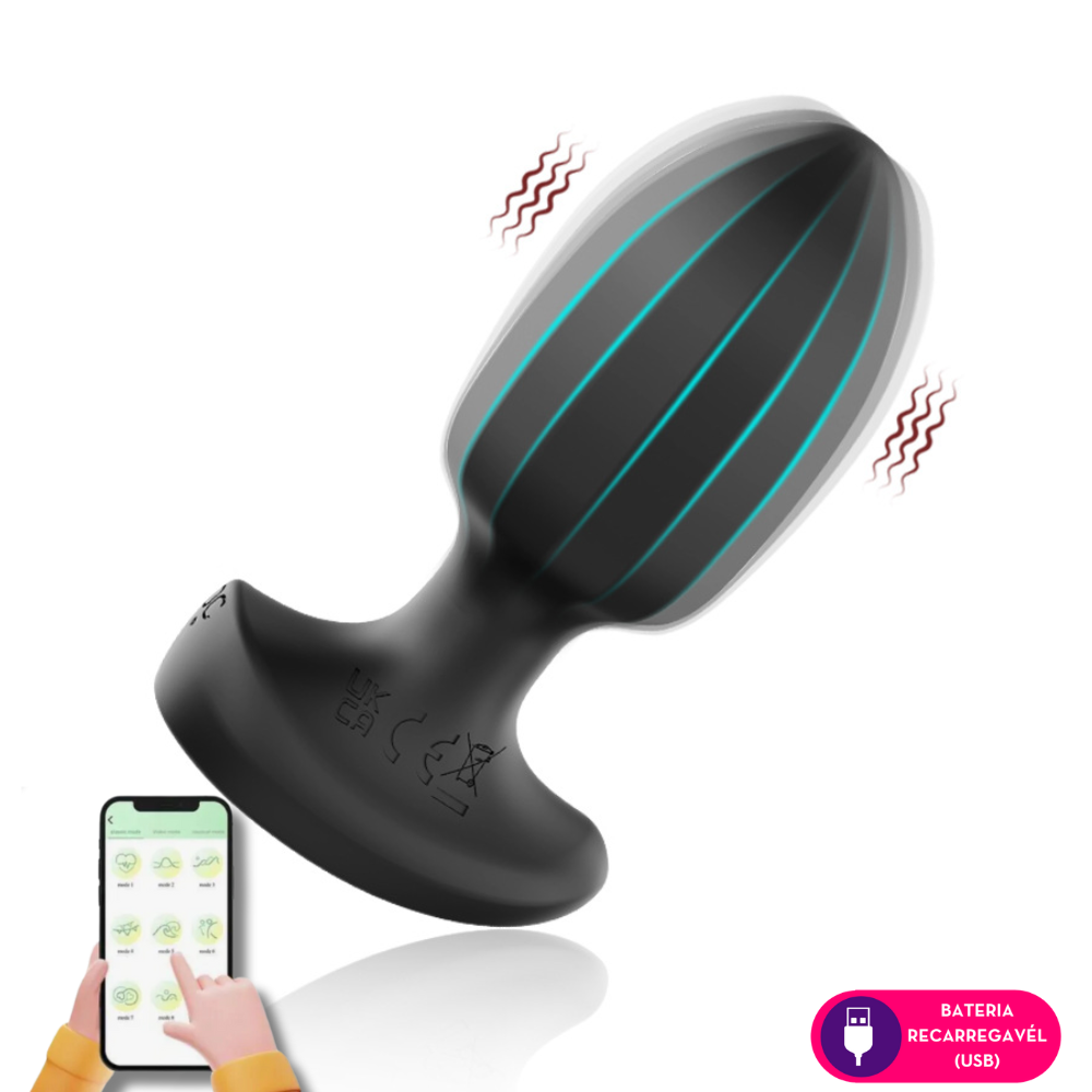 Plug anal vibratório por aplicativo em silicone