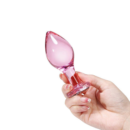Plug Anal de Vidro com Pedra Brilhante da Base Formato Coração