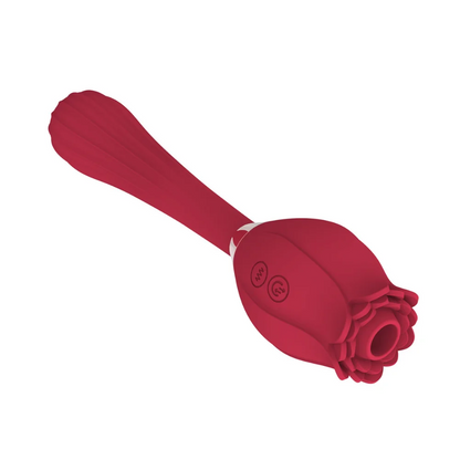 Estimulador clitoriano duplo em formato de rosa