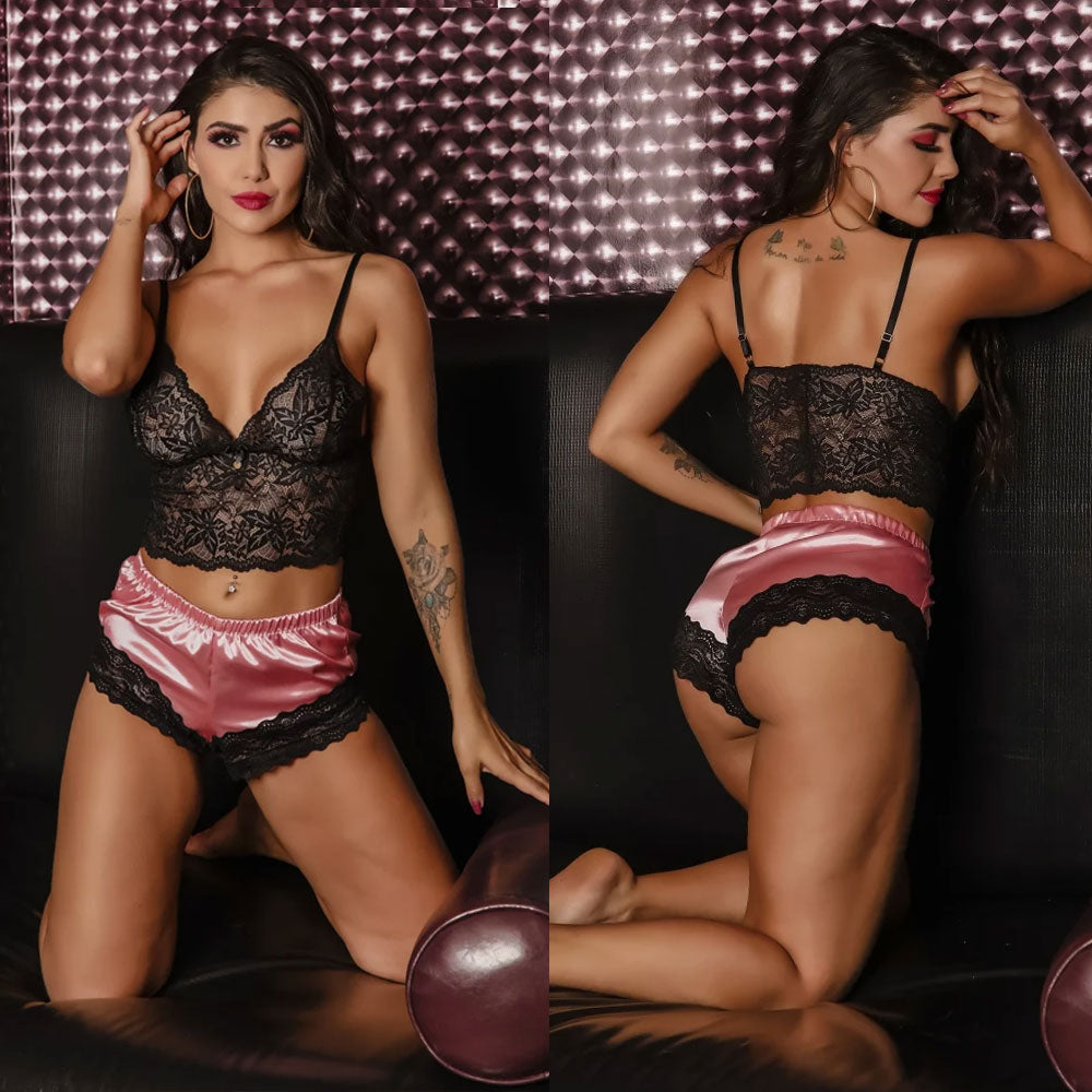 Babydoll Angélica com Cropped em Renda