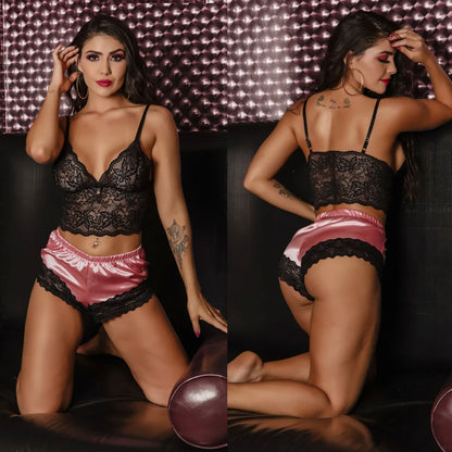 Babydoll Angélica com Cropped em Renda