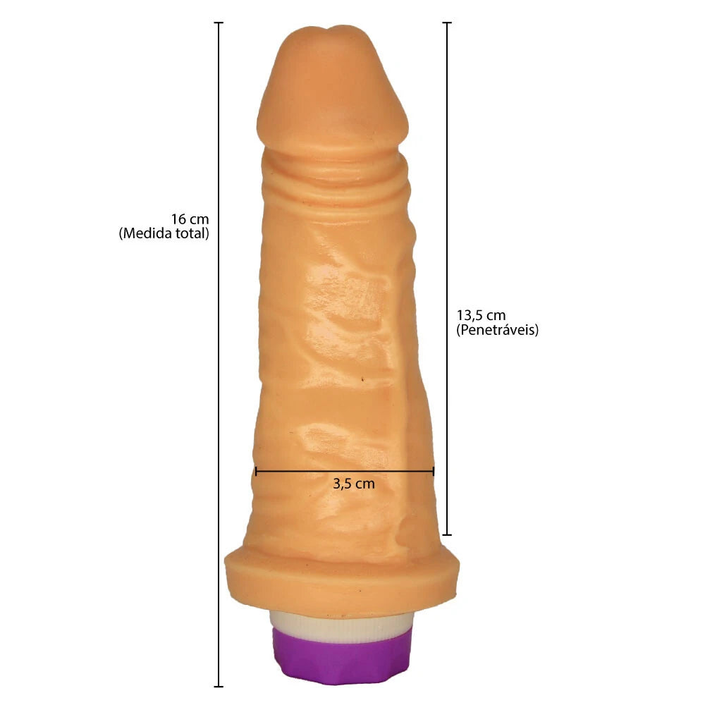 Pênis Cyberskin com Vibrador Multivelocidade 16 cm x 3,5 cm