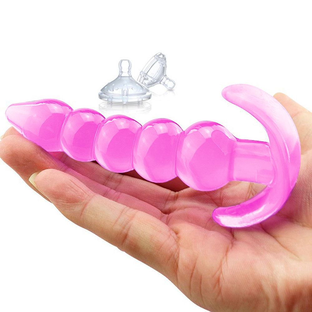Plug Anal com Alça Esferas Escalonadas em Silicone