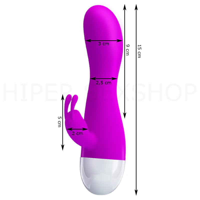 Mini Vibrador Recarregável Kyle com Estimulador Clitoriano 15 cm x 3 cm - Coleção Pretty Love