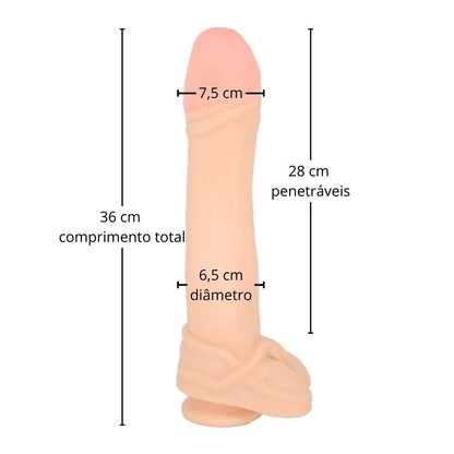 Pênis Realístico com Ventosa 34cm x 7,5cm