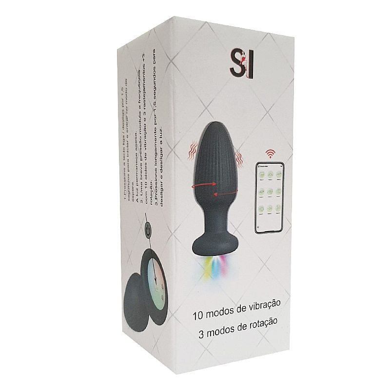 Plug Anal em Silicone com Rotação e Luz de Led - Recarregável e App - 9,6x3,6