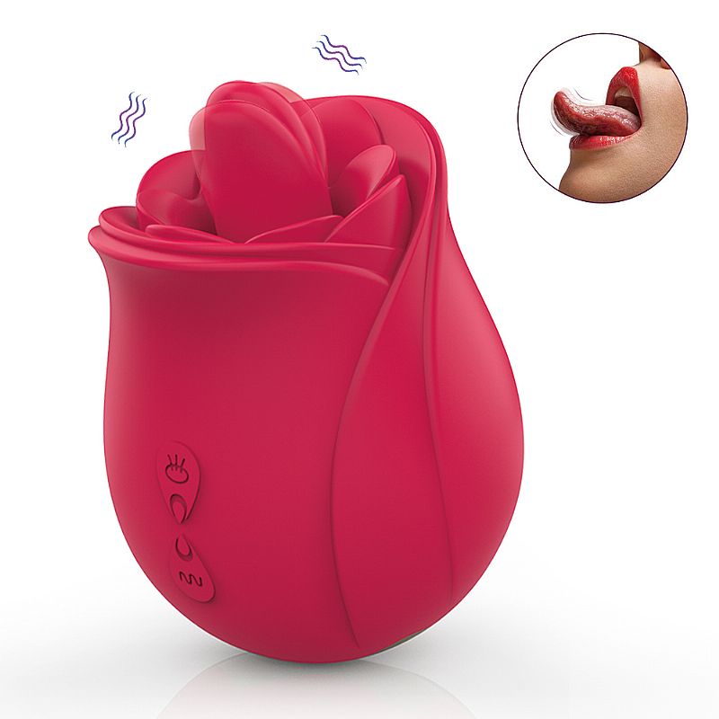 Vibrador em Formato de Rosa Estimulador de Clitóris com Língua