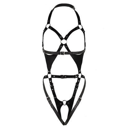 Harness Corporal Estruturado em Couro e Argolas Metálicas 3