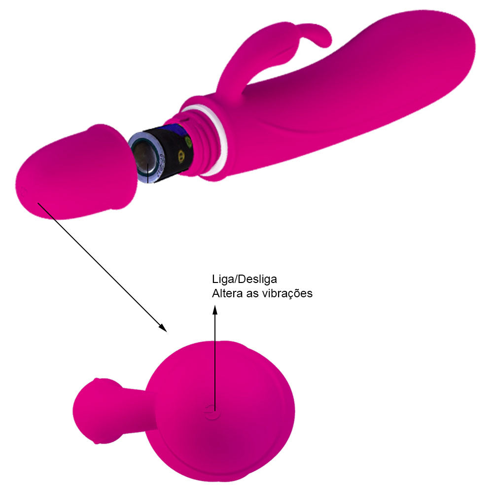 Vibrador Duplo com 10 Funções de Vibração Caesar Soft Touch 12 cm x 2,5 cm - Coleção Pretty Love