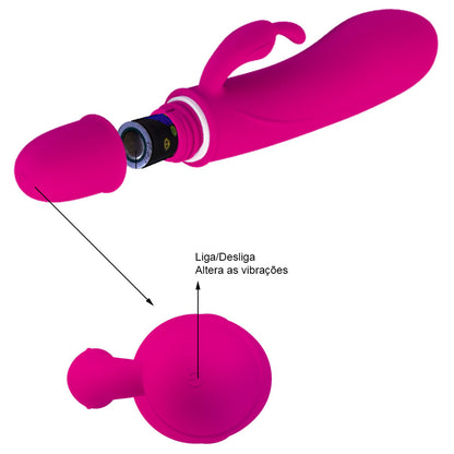 Vibrador Duplo com 10 Funções de Vibração Caesar Soft Touch 12 cm x 2,5 cm - Coleção Pretty Love