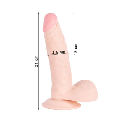 Pênis Realístico Silicone Ultra Macio com Ventosa 21 x 3,8 cm