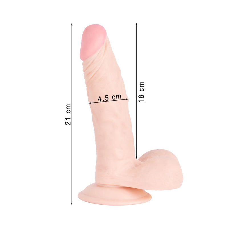 Pênis Realístico Silicone Ultra Macio com Ventosa 21 x 3,8 cm