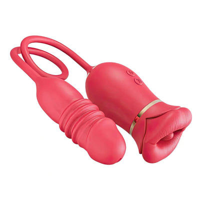 Vibrador Duplo Flexível Simulador de Sexo Oral e Vai e Vem