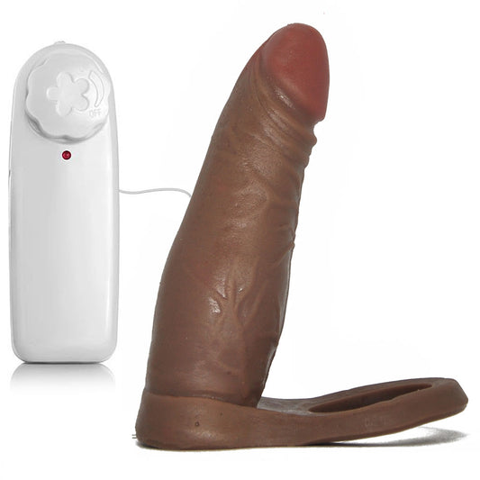 Anel Companheiro Bege- Médio com Vibro Bullet 14 cm x 2,5 cm