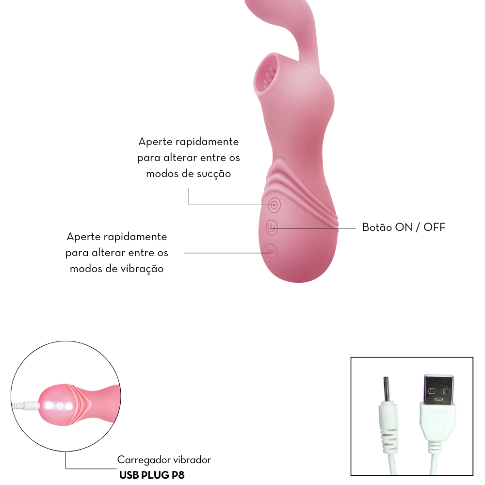 Vibrador e estimulador clitoriano com sucção